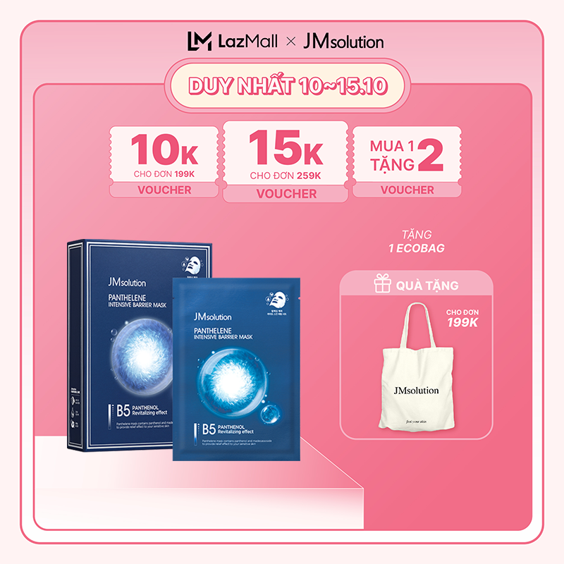 Mặt Nạ Dưỡng Ẩm Bảo Vệ Da Chuyên Sâu JMsolution Panthelene Intensive Barrier Mask 30ml x 10 Miếng