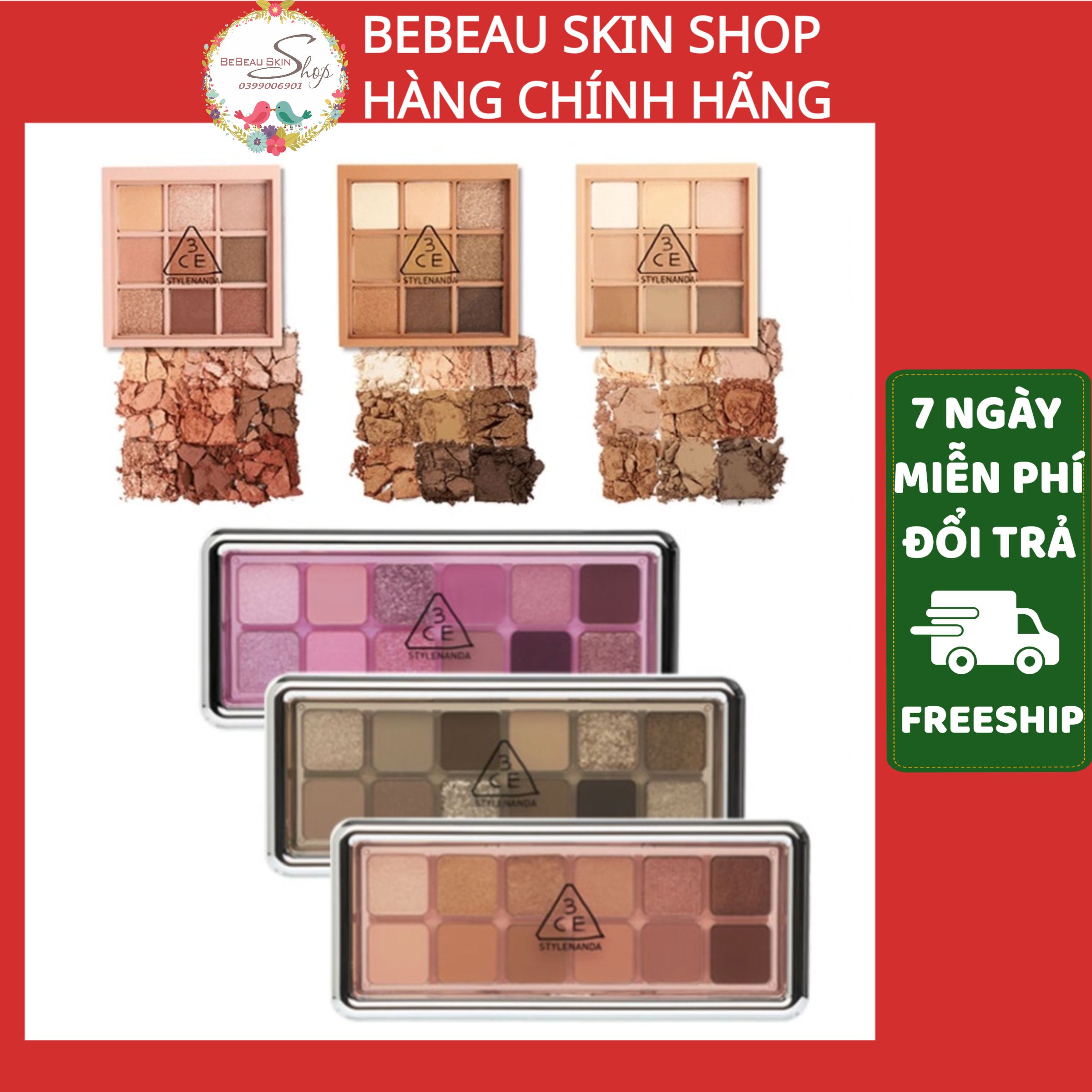 Bảng phấn mắt 3ce 9 ô 12 ô new take eyeshadow palette