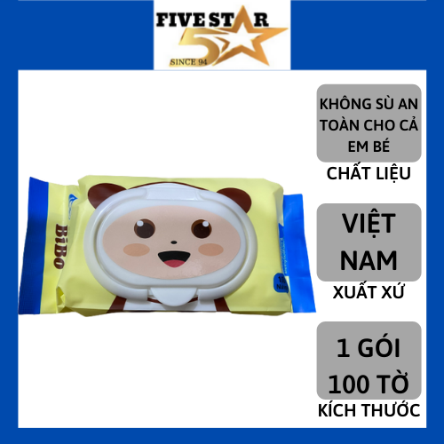 [ HỘP 100 TỜ ] KHĂN GIẤY ƯỚT BIBO KHÔNG MÙI AN TOÀN SỬ DỤNG - KHĂN ƯỚT - KHÔNG SÙ - PHÙ HỢP VỚI LÀN RA EM BÉ