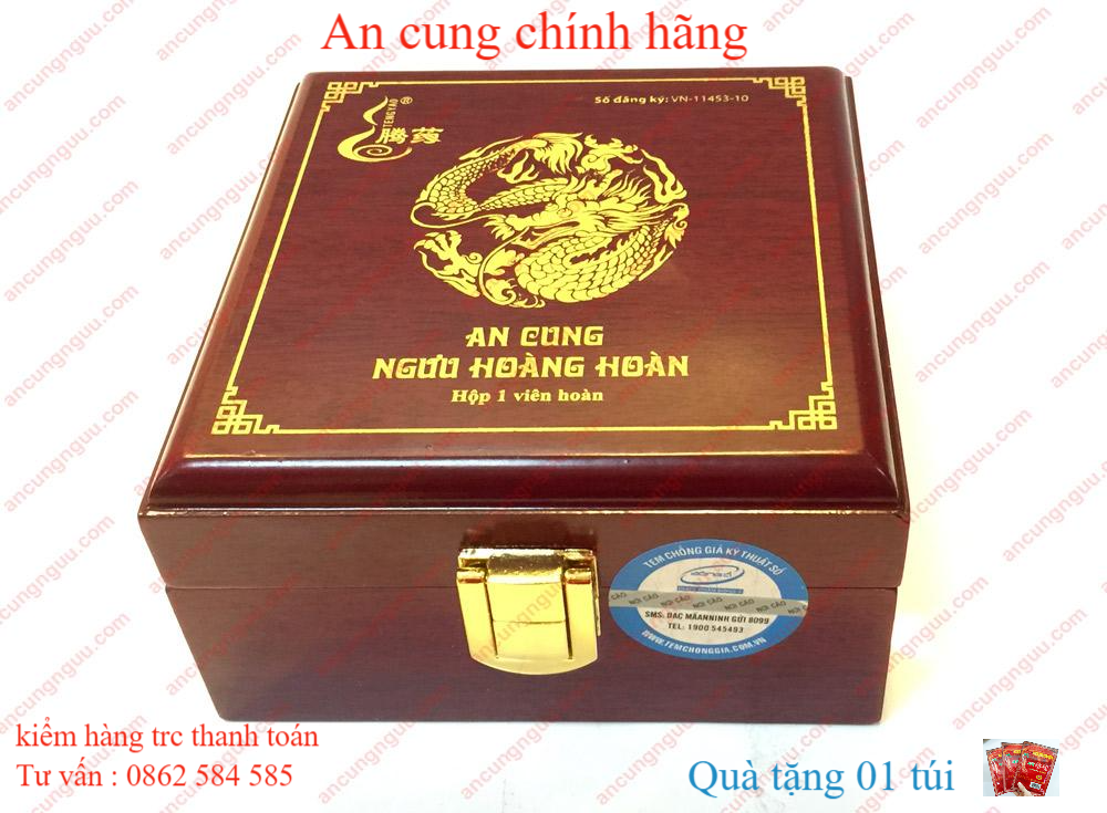 AN CUNG NGƯU HOÀNG HOÀN HỘP GỖ 1 VIÊN