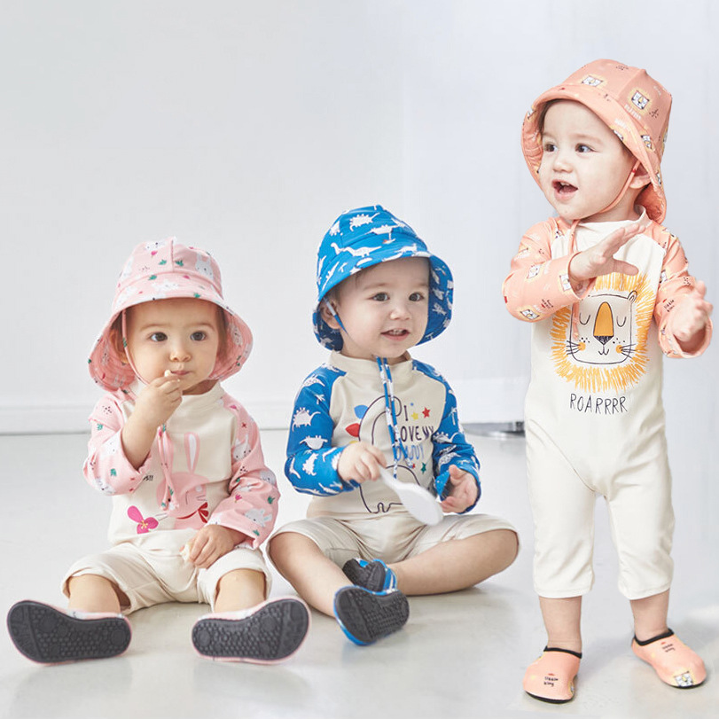 Bộ bơi bikini đồ bơi liền thân dài tay cho bé trai bé gái kèm mũ cực xinh