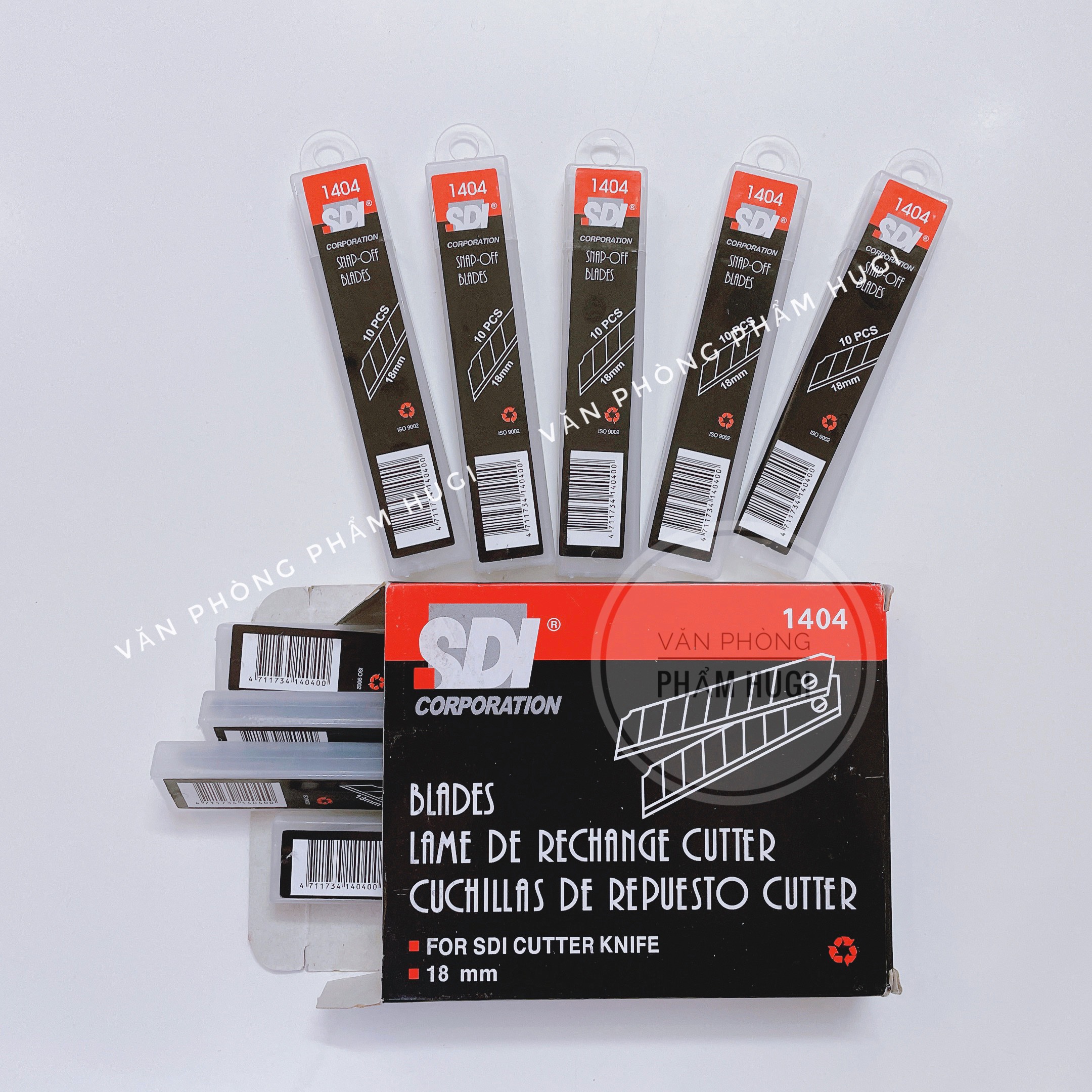 Hộp gồm 10 lưỡi dao rọc giấy sdi loại lớn