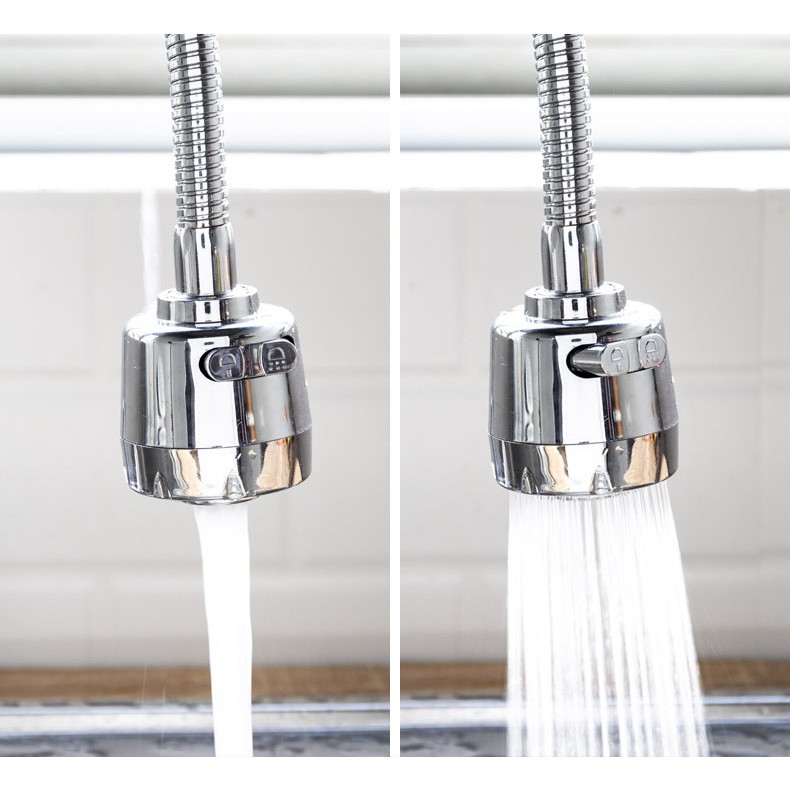 Đầu Vòi Tăng Áp Bồn Rửa Bát Inox Xoay 360 Nhiều Chế Độ Điều Chỉnh-18Cm