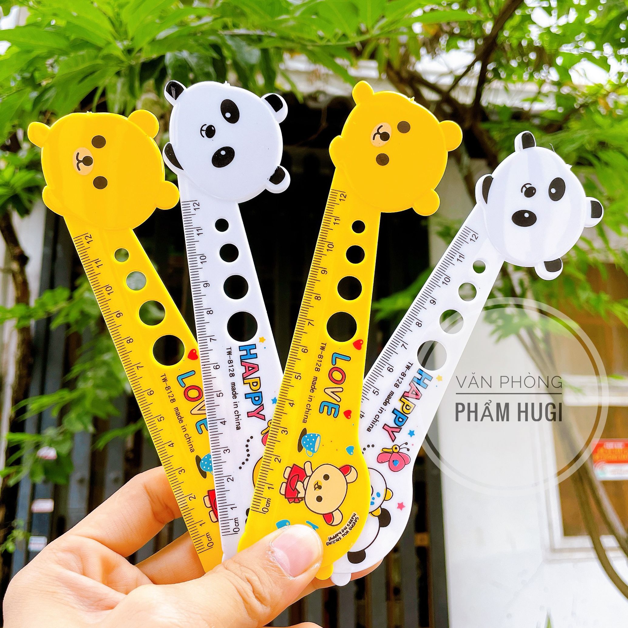 Combo 2 cây Thước kẻ nhựa cứng 15cm hình thú dễ thương