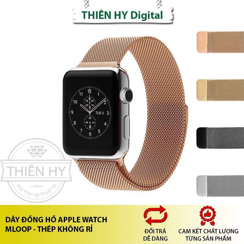 Dây Đồng Hồ Apple Watch 38-40-42-44mm Mloop Lưới Thép Không Rỉ Cao Cấp cho Series 1-2-3-4
