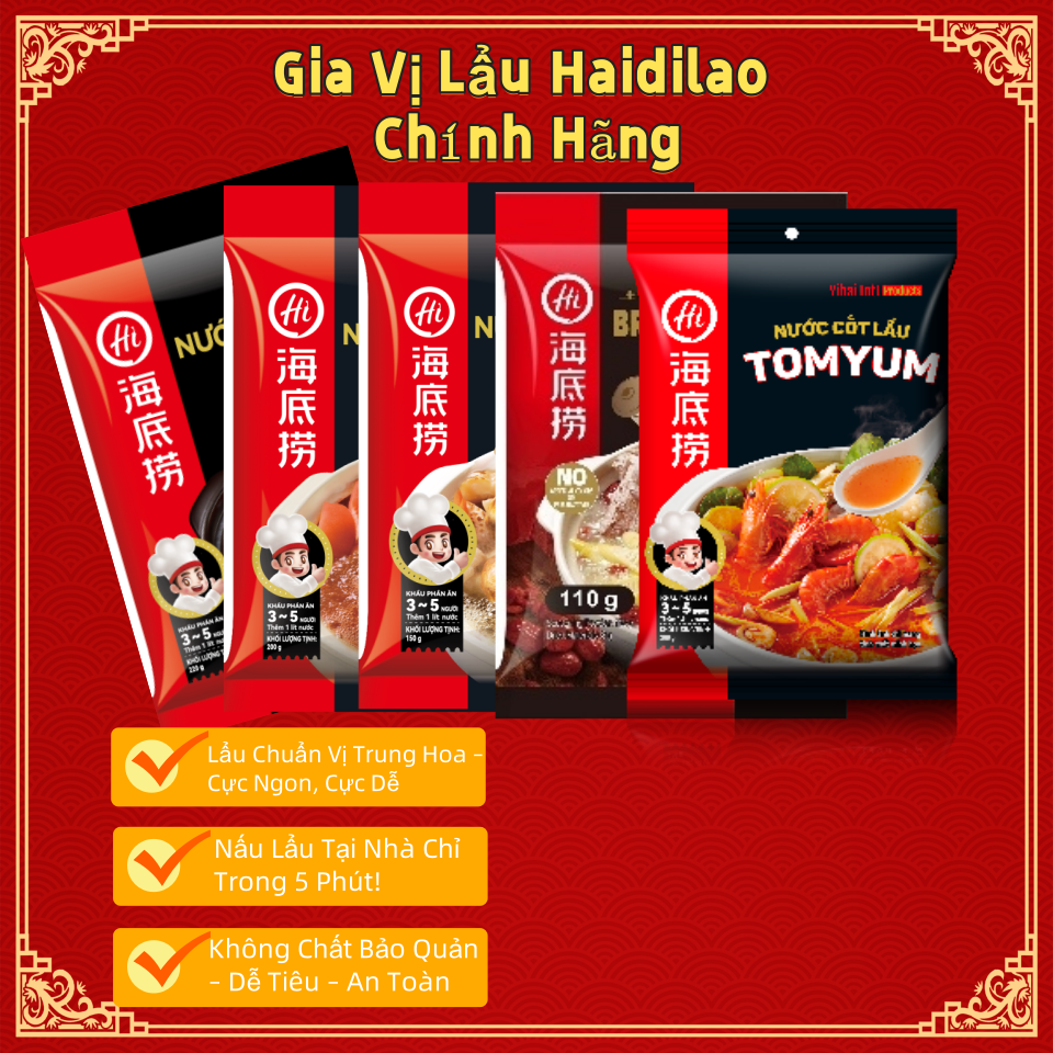 🛒 [Haidilao Chính Hãng] Gia Vị Lẩu – Tom Yum, Cà Chua, Nấm, Dầu Trong, Dầu Bò, Lẩu Thanh Đạm – Đậm Đà Chuẩn Vị Trung Hoa