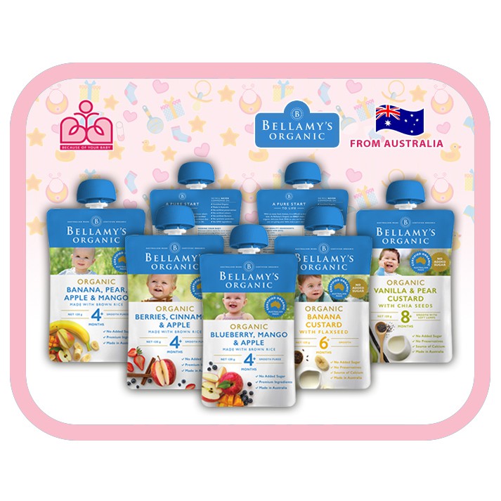 Trái cây nghiền dạng túi Bellamy’s Organic 120g