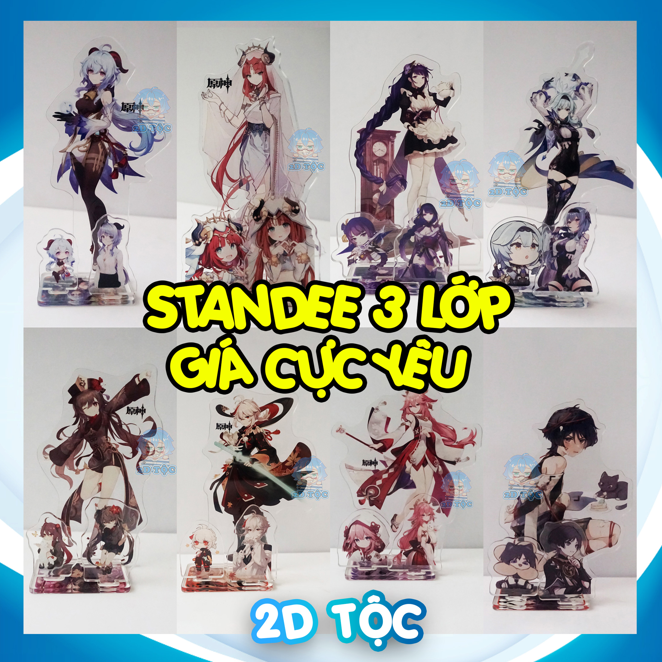 Mô hình Standee Mica Acrylic 3 lớp Game Genshin Impact Tượng Mica Anime by