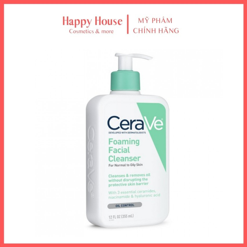 Sữa rửa mặt cho da dầu, mụn, nhạy cảm Cerave Foaming Facial Cleanser- Happy House