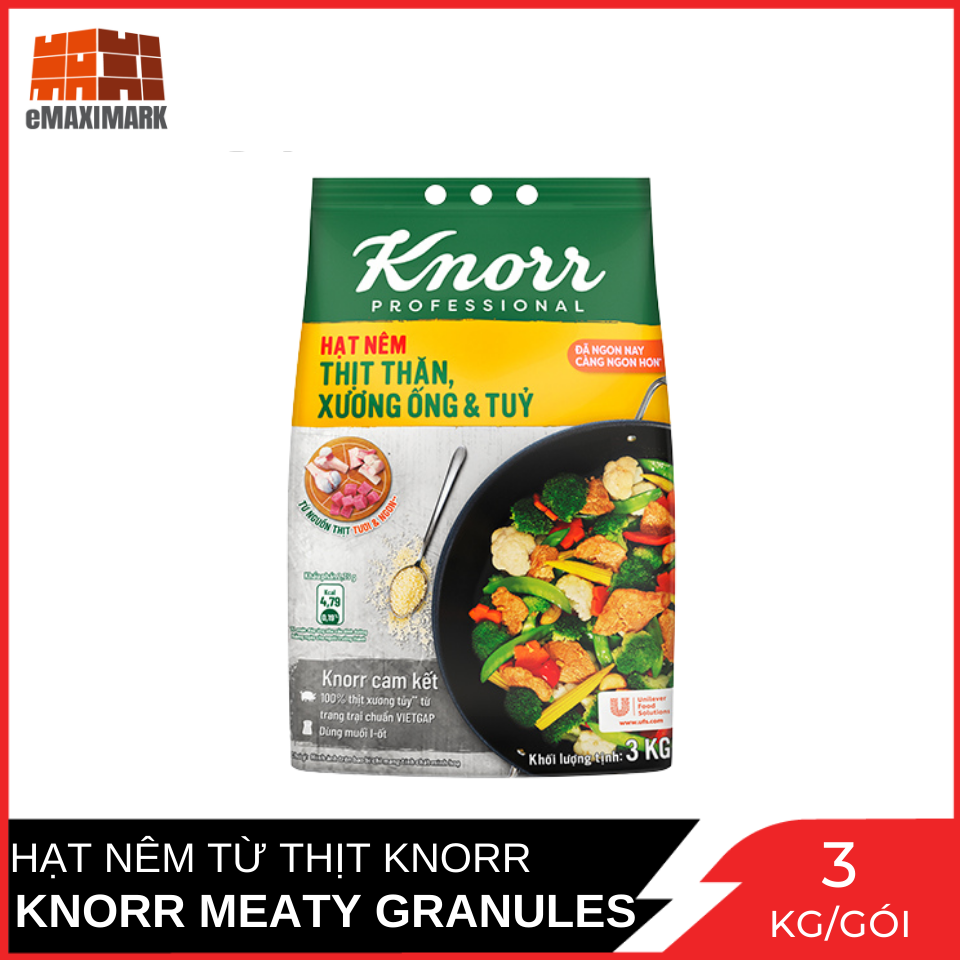 Hạt nêm knorr từ thịt thăn, xương ống và tuỷ gói 3 kg date mới