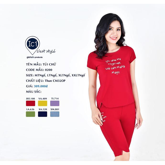 Bộ mặc nhà cao cấp gia hồi túi chữ