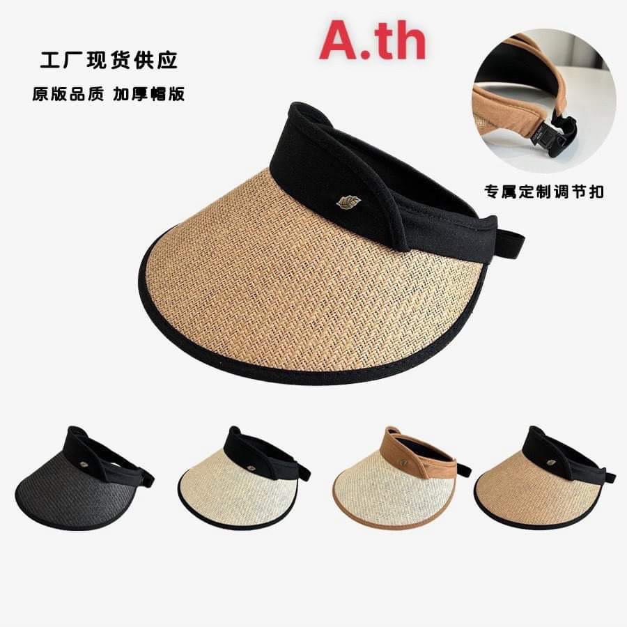 Mũ cói hở đầu vành lớn phối viền có lớp chống uv