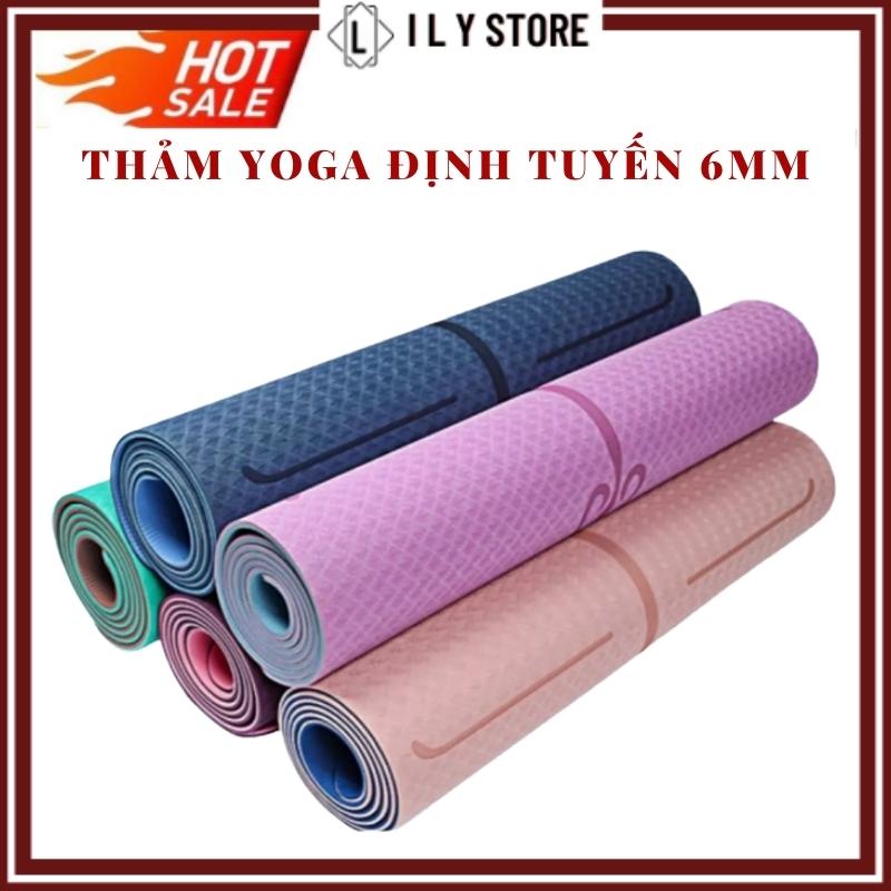 Thảm Tập Yoga Định Tuyến TPE Loại 1 dầy 6mm 2 lớp Thảm tập yoga chống trượt, trọng lượng siêu nhẹ kích thước 183 x 61 cm