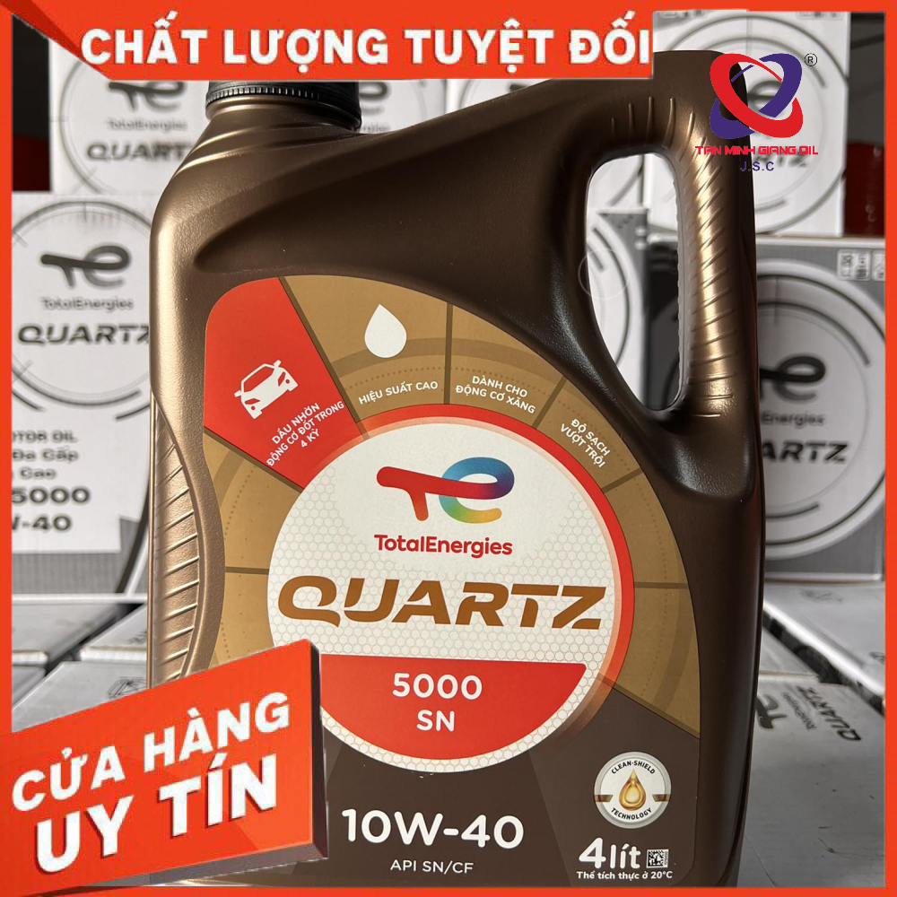 Dầu nhớt động cơ total quartz 5000 sn 10w40 bôi trơn xe xăng can 4l
