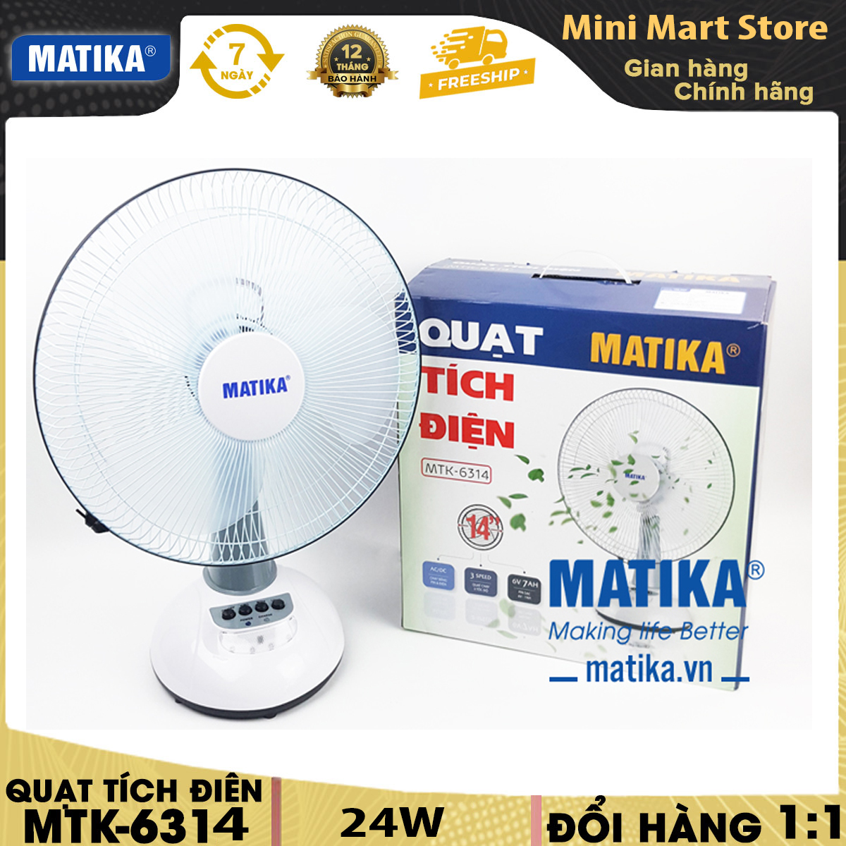 Quạt sạc điện, quạt tích điện công suất lớn, quạt tích điện matika mtk-6314 thiết kế đẹp mắt, hoạt động pin lên đến 7h, sạc pin nhanh ắc quy sử dụng lâu bền, an toàn cho trẻ nhỏ