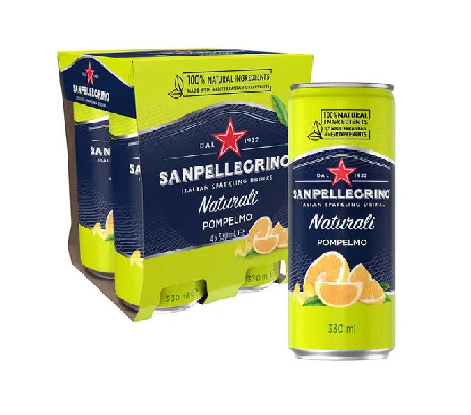 LỐC 4 LON_Pompelmo San Pellegrino 330ml nước giải khát vị bưởi có ga mang phong cách Ý