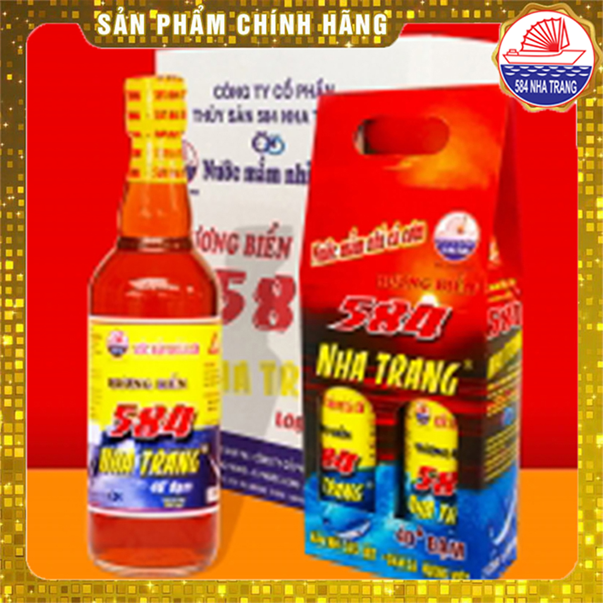 Thùng 6 chai 500ml nước mắm truyền thống cao cấp 584 nha trang độ đạm cao 40 độ đạm date luôn mới
