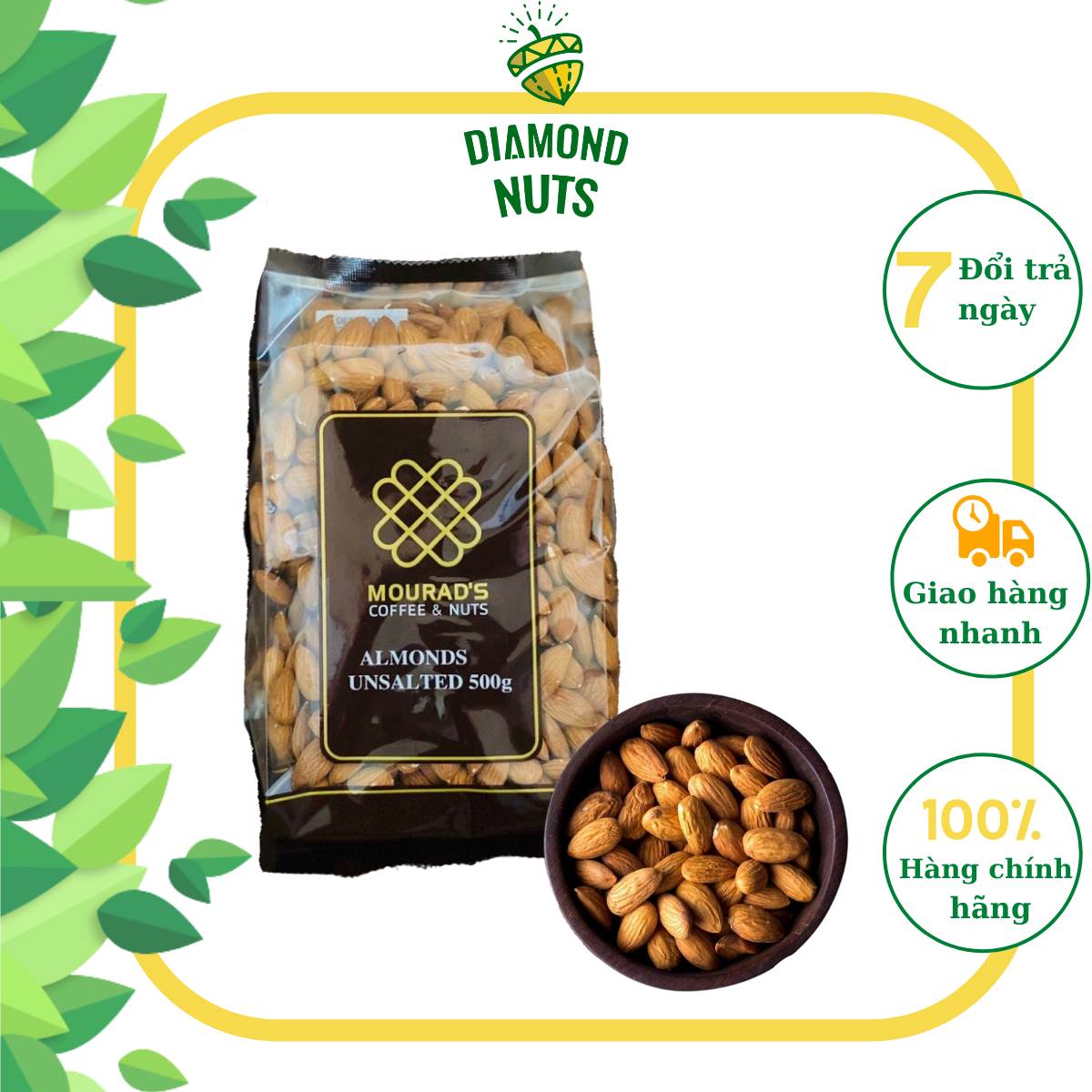Hạnh nhân sấy khô tách vỏ Mourad Úc 500g Ăn kiêng Làm Sữa nguyên vị Giảm cân Diamond Nuts