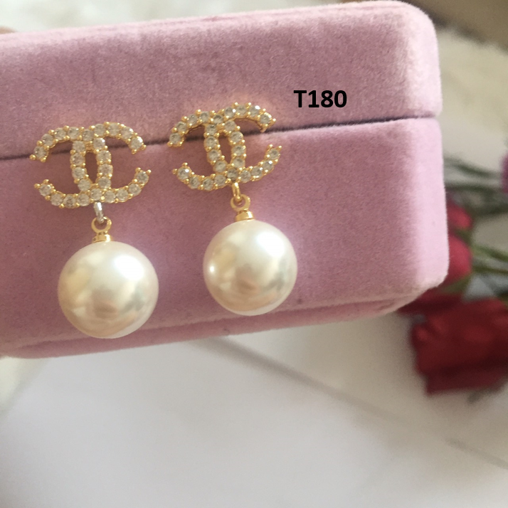Bông tai đính ngọc trai hàng đẹp xi vàng 18k t180 namoo jewelry