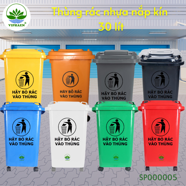 Thùng rác nhựa nắp kín 60 lít Viphaen