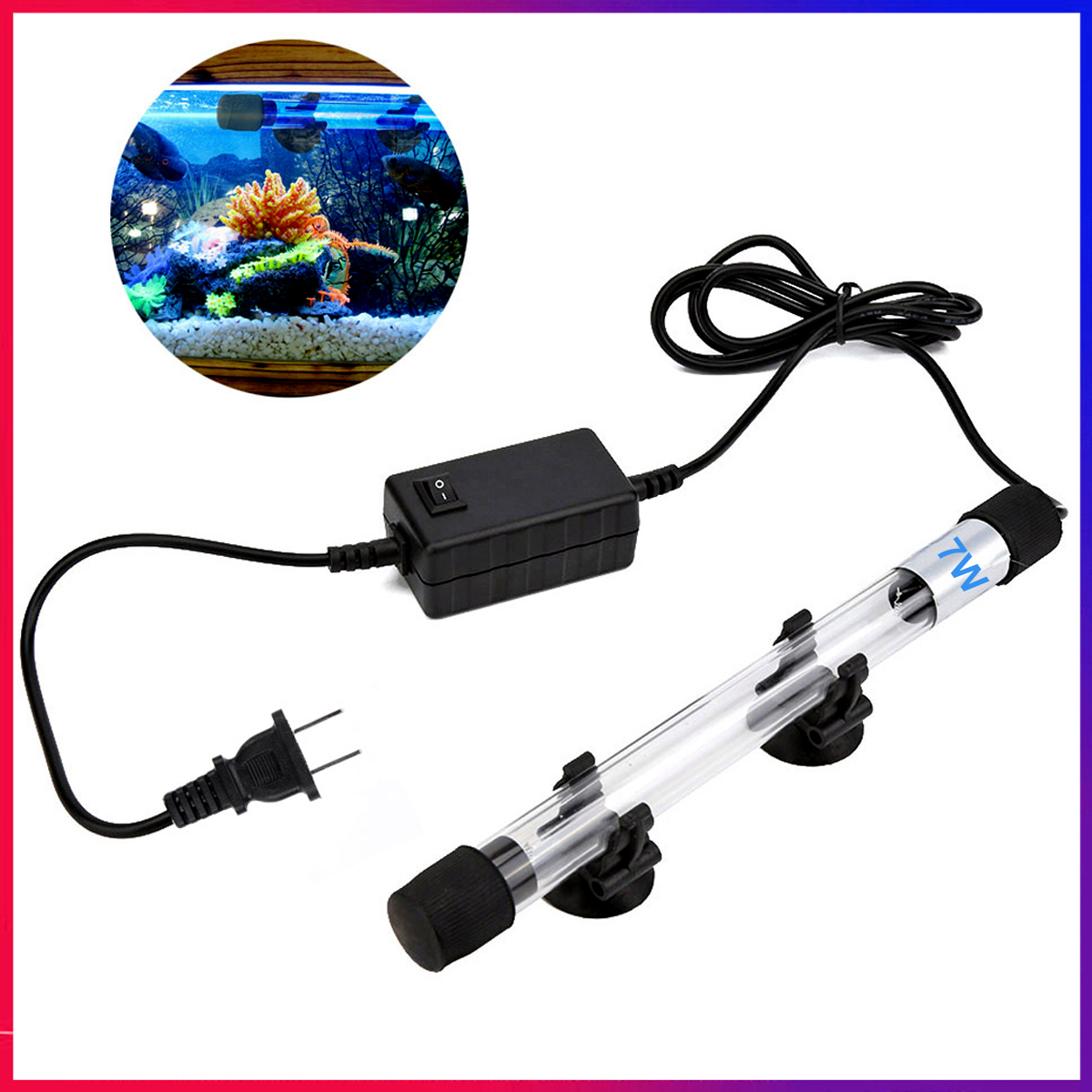 Đèn uv diệt khuẩn, rêu, tảo độc 7w, dài 19cm uv king cao cấp, dùng cho hồ cá cảnh, hồ cá koi, bể cá rồng