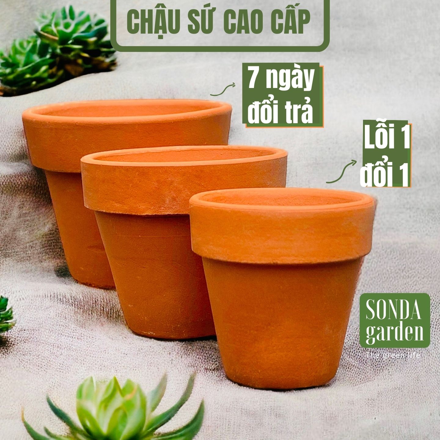Chậu đất nung nâu sonda garden, siêu đẹp, lỗi 1 đổi 1