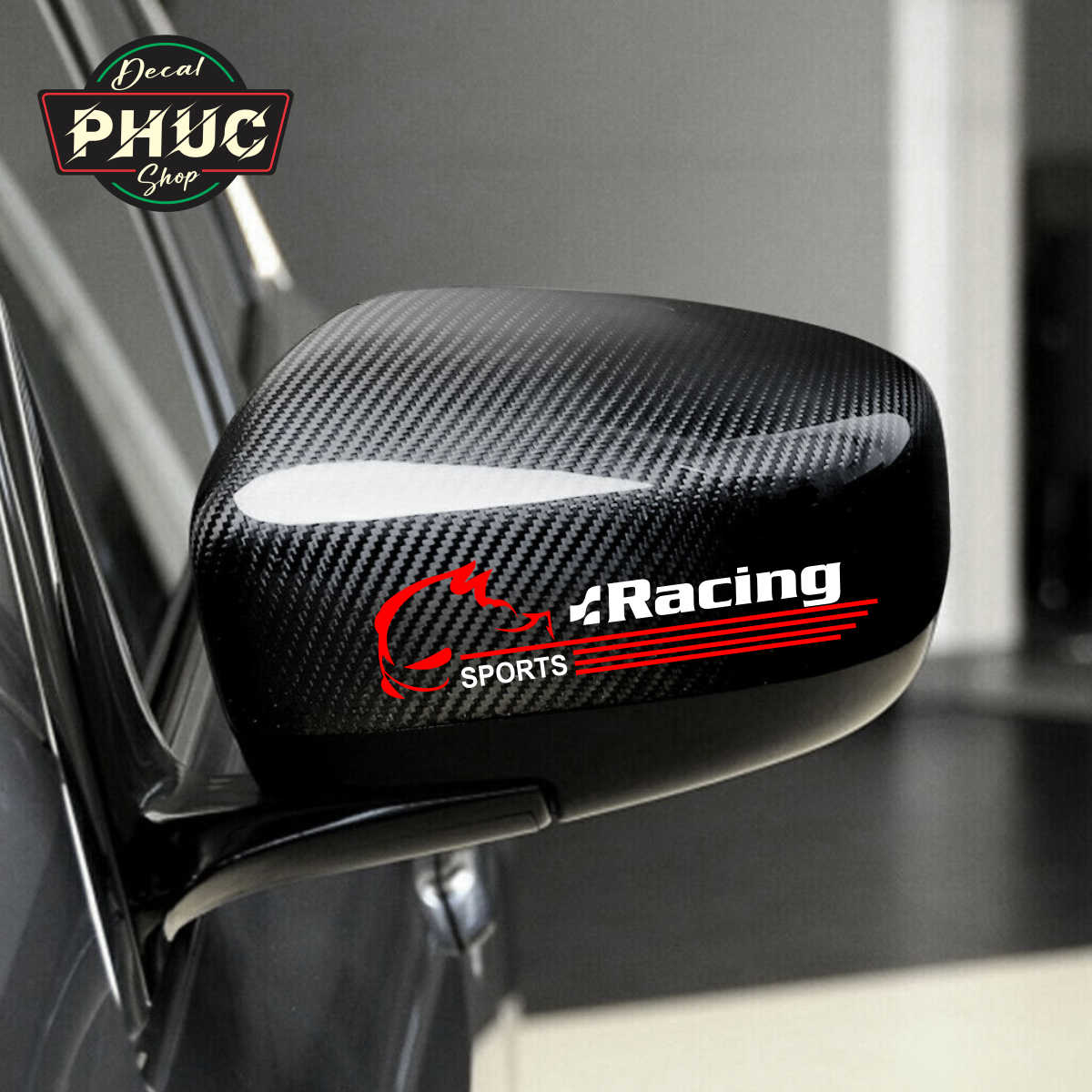 Tem trang trí gương chiếu hậu mẫu Racing