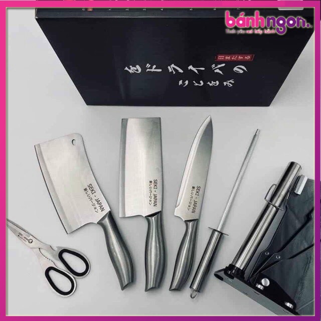 Bộ Dao Nhà Bếp, Bộ Dao Làm Bếp Nhật 6 Món, Bộ Dao làm Bếp Nhật Bản Cao Cấp - Được Làm Bằng Chất Liệu Inox 304 đúc cán liền Nhật Bản Không Gỉ Sét Bền Đẹp, An Toàn Cho Người Sử Dụng, Siêu Tiện Dụng