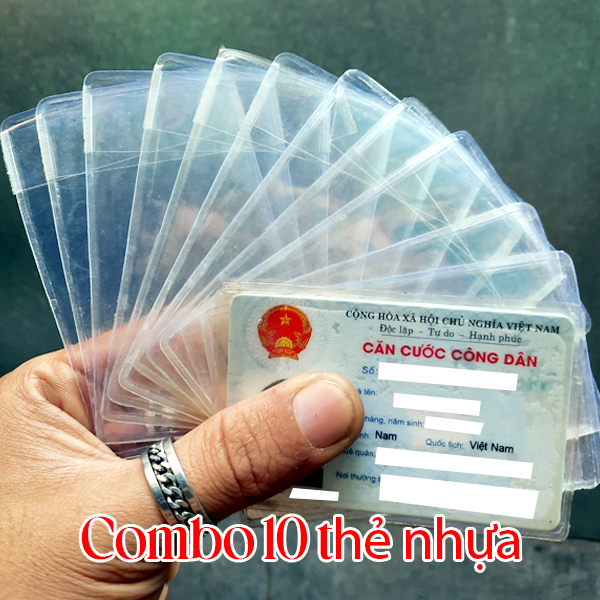 Combo 10 túi nhựa đựng thẻ atm bao đựng căn cước công dân bọc đừng bằng lái xe không thấm nước