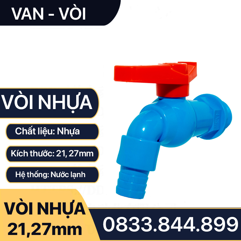 Vòi Nhựa Thái Lan, Vòi Xả Nước Tay Gạt 2 Chiều 180 Độ Phi 21 27mm