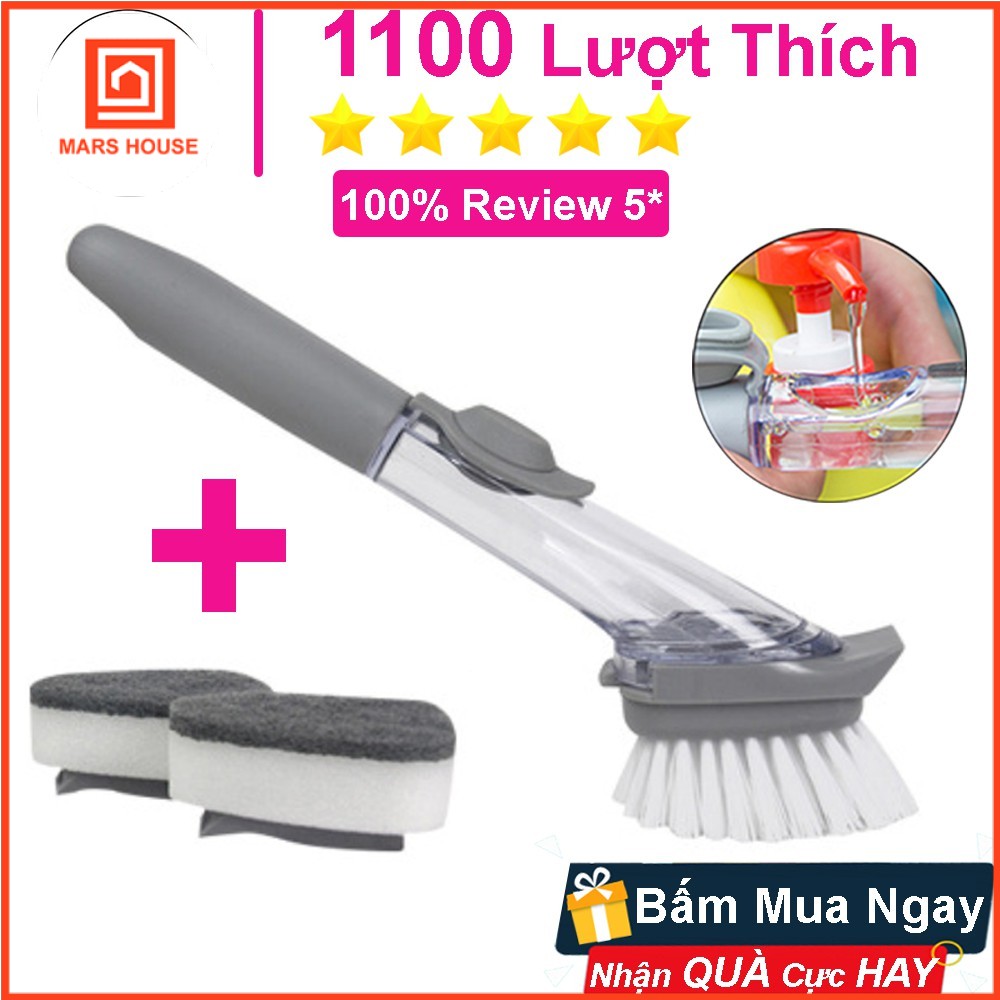 Chổi Cọ Rửa Chén Bát Cọ Rửa Xoong Nồi Đa Năng Kèm Bình Xịt Và 2 Đầu Mút Tiện Lợi