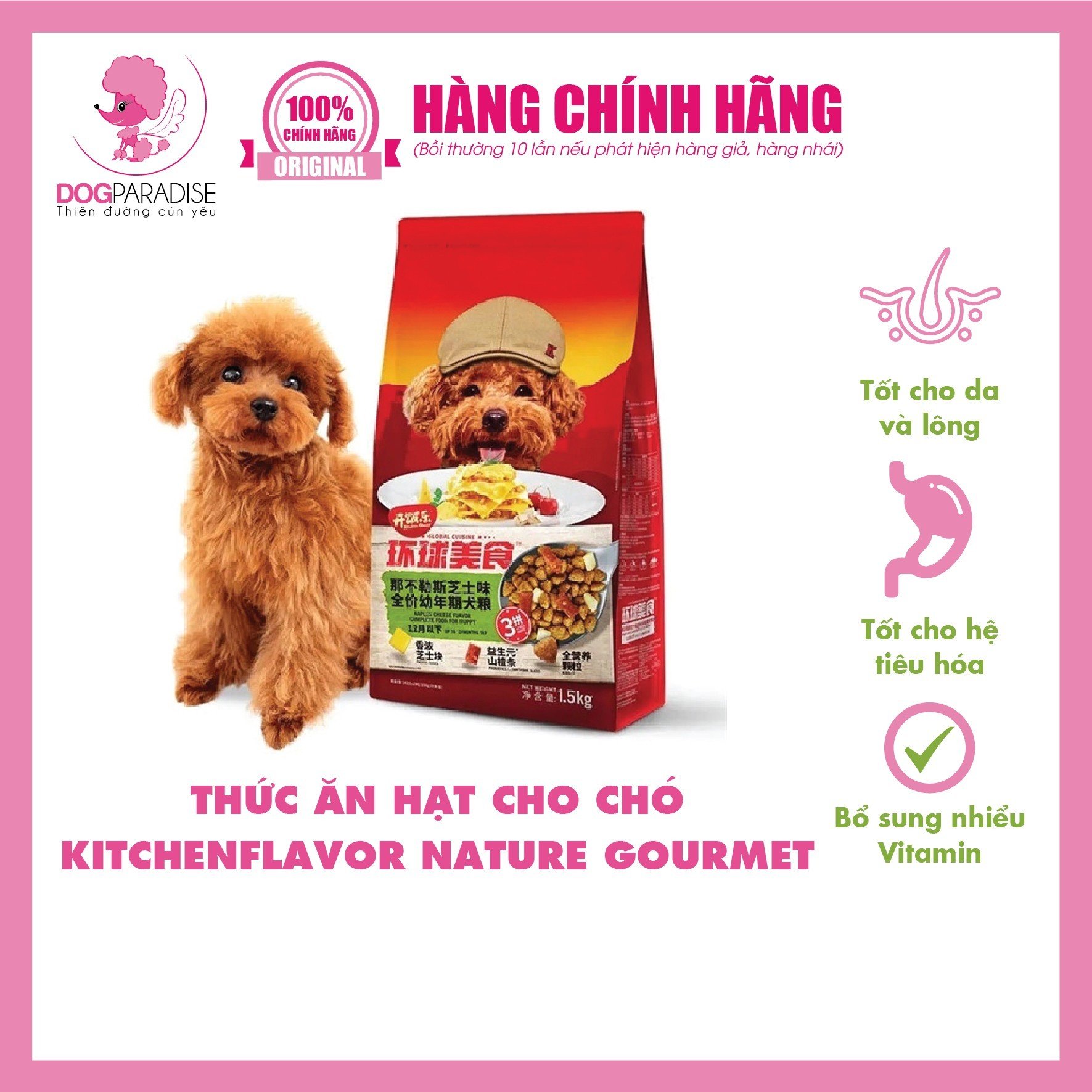 Thức ăn hạt cho chó KitchenFlavor Nature Gourmet 1.5kg