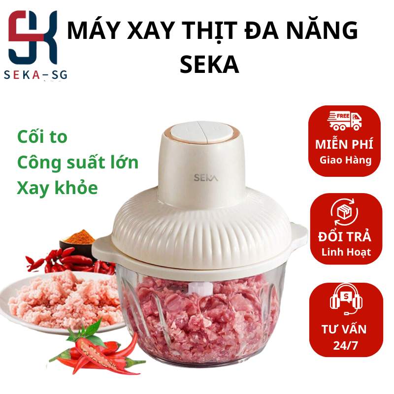 Máy xay mini đa năng 6 lưỡi SEKA SK 1396 cối thủy tinh, máy xay ăn dặm cho bé, xay thịt cháo sinh tố tỏi
