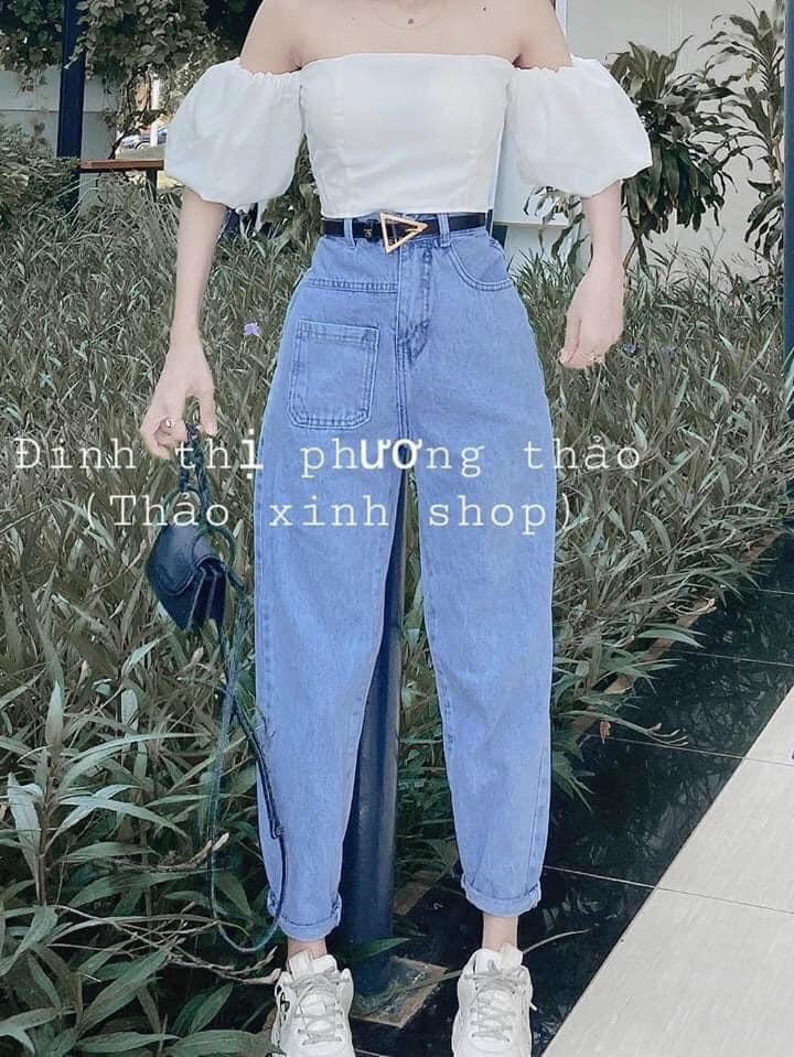 [Hoàn Tiền 15%] [HCM]Quần baggy jeans nữ lưng cao xắn lai phong cách năng động trẻ trung