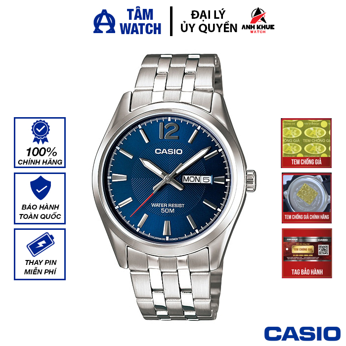 Đồng hồ nam dây kim loại casio standard chính hãng anh khuê mtp-1335d-2avdf