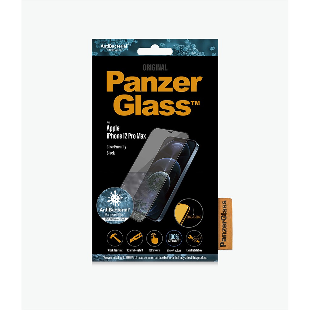 Kính Cường Lực Cao Cấp Panzer Glass iPhone 12 /12 Pro / 12 Pro Max Case Friendly - Kháng Khuẩn, Hạn Chế Vân Tay