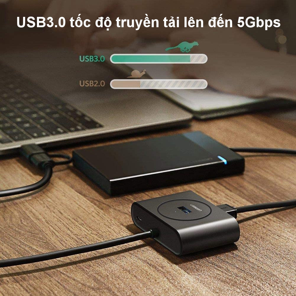 Bộ chia cổng USB 3.0 / USB type C sang 4 cổng USB 3.0 dài 1m UGREEN 40850 Bộ chia cổng USB 3.0 / USB type C sang 4 cổng USB 3.0 dài 1m UGREEN 40850