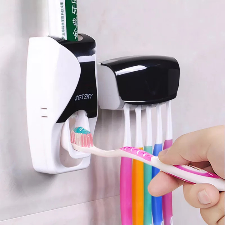 Bộ nhả kem đánh răng tự động - hộp đựng bàn chải đánh răng - giá treo bàn chải đánh răng