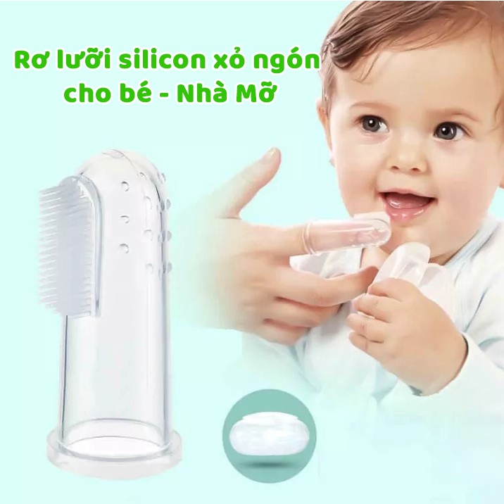 Rơ lưỡi silicon cho bé, bàn chải đánh răng xỏ ngón silicon - Nhà Mỡ