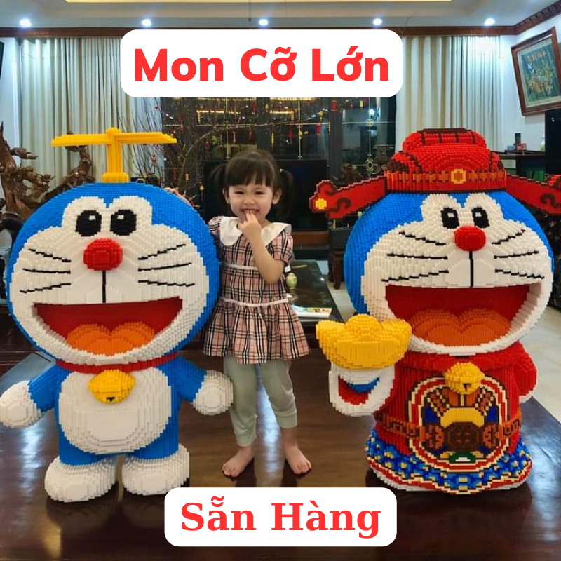 Le.go Doreamon lớn 65cm, Mô hình lắp ráp lego doraemon 68-65-38cm hoạt hình dễ thương Tặng Búa