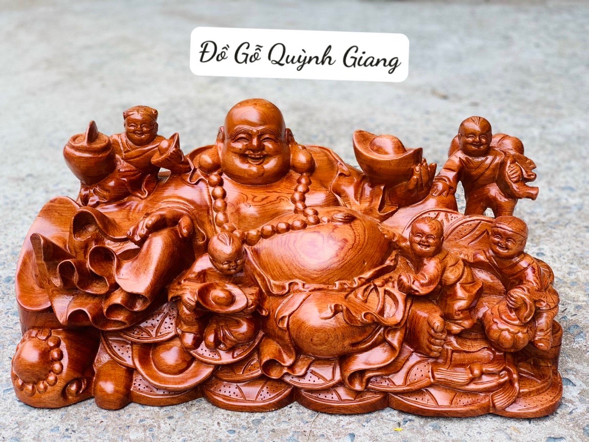 Tượng gỗ di lặc ngồi ngũ phúc siêu sắc nét
