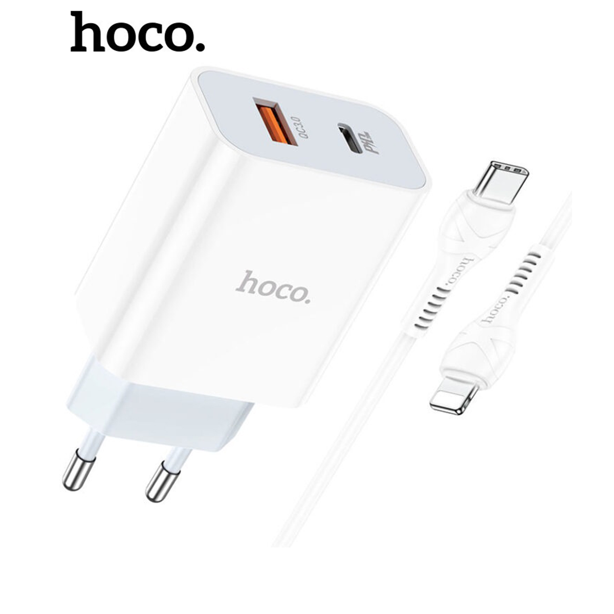 Bộ sạc nhanh hoco c97a - pd20w cổng usb và type-c ra lightning, qc3.0 - chính hãng