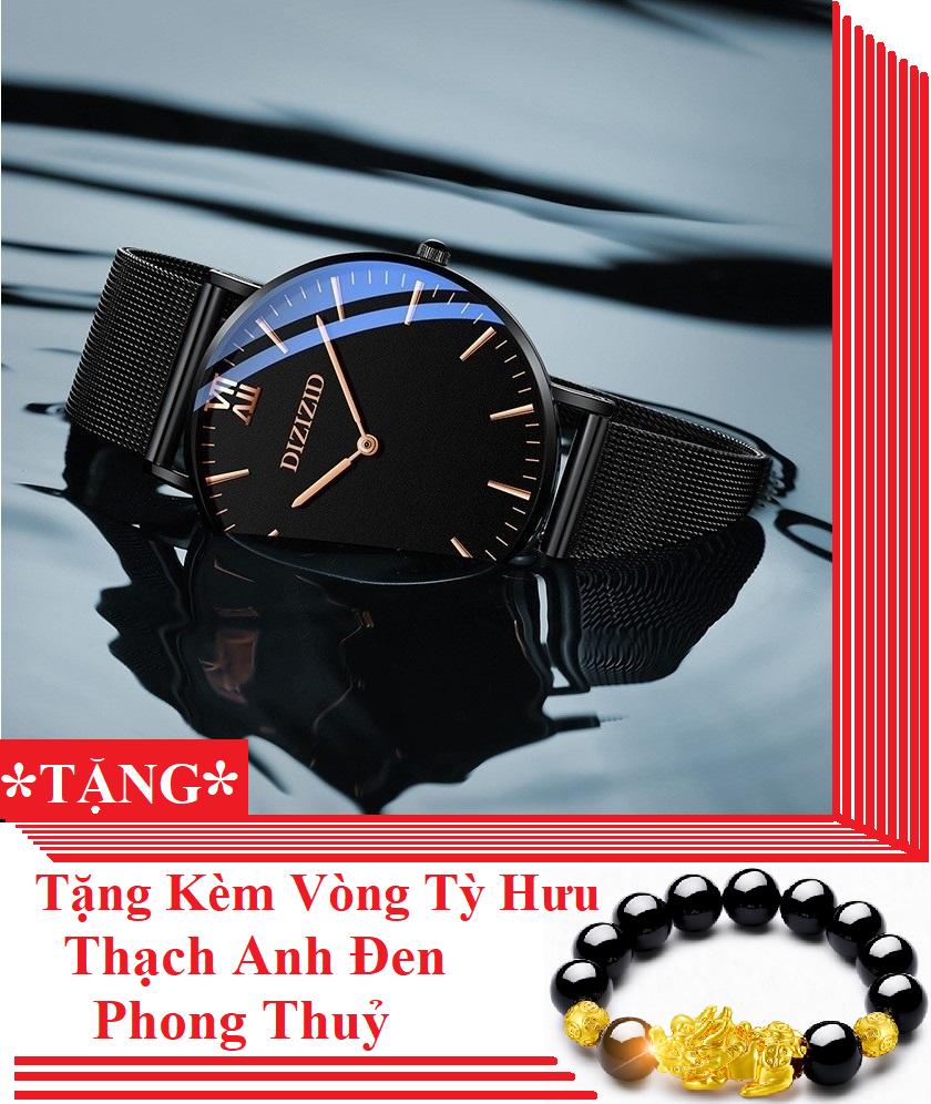 (Tặng Vòng Tay Tỳ Hưu Tài Lộc) Đồng Hồ Nam Dizizid Mặt Original Siêu Mỏng Đẳng Cấp Doanh Nhân