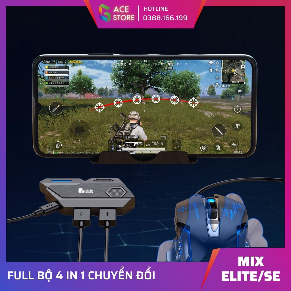 MIX SE/Elite | Full bộ 4 in 1 chuyển đổi phím chuột bluetooth 5.0 không độ trễ, ghìm tâm AI