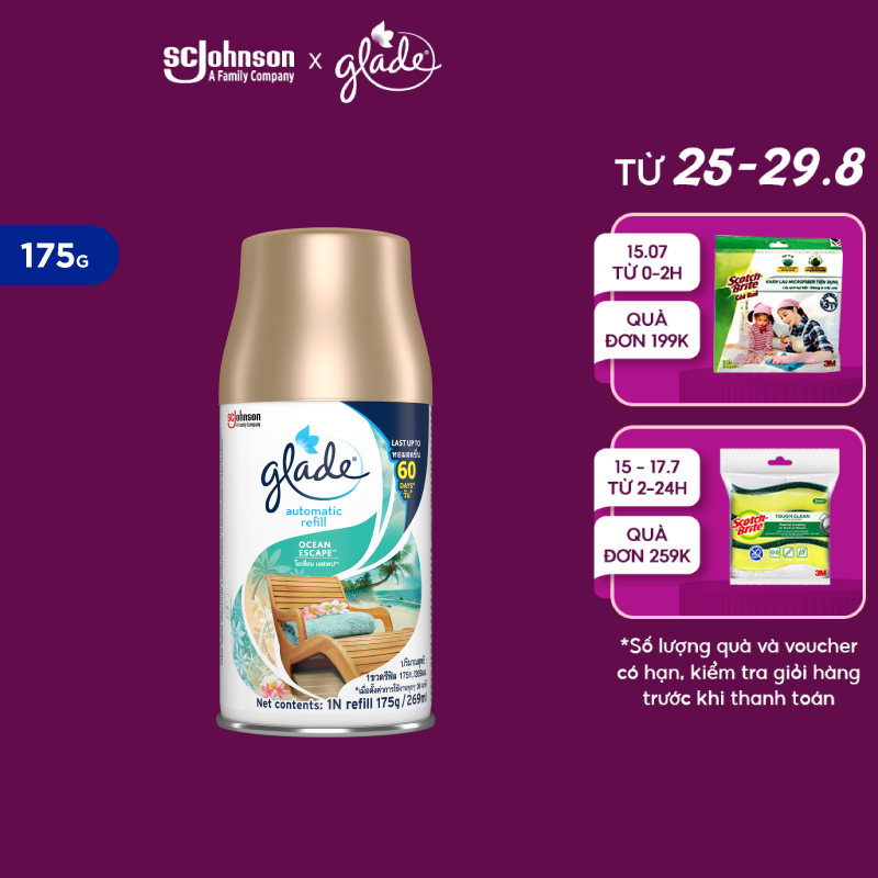 GLADE Lõi xịt thơm phòng tự động Hương Biển Phiêu Bồng 175g