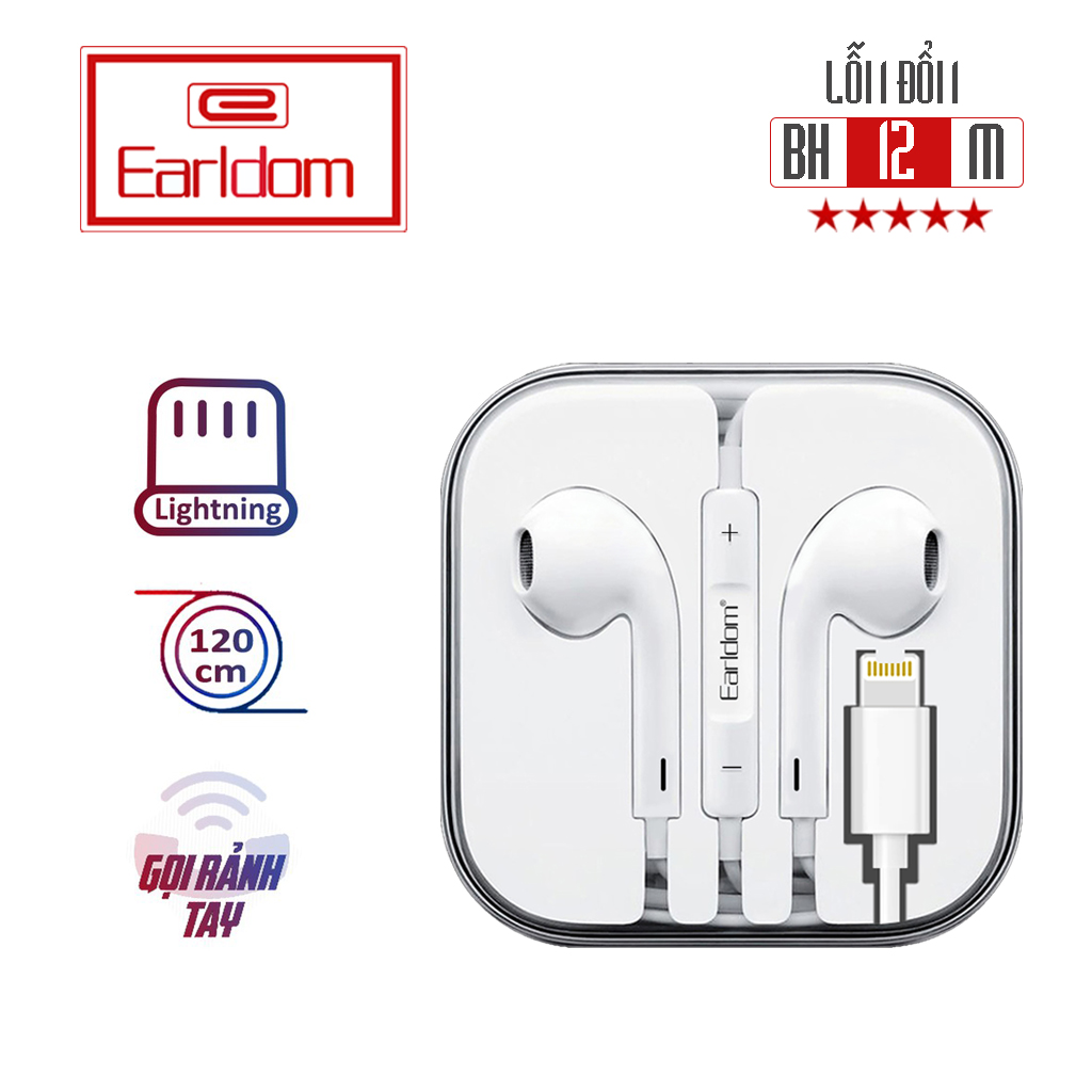 Tai Nghe Có Dây Cho Iphone Chân Lightning Earldom Chính Hãng Tai Nghe Nhét Tai Gọi Bluetooth Bảo Hành 12 Tháng Lỗi 1 Đổi 1