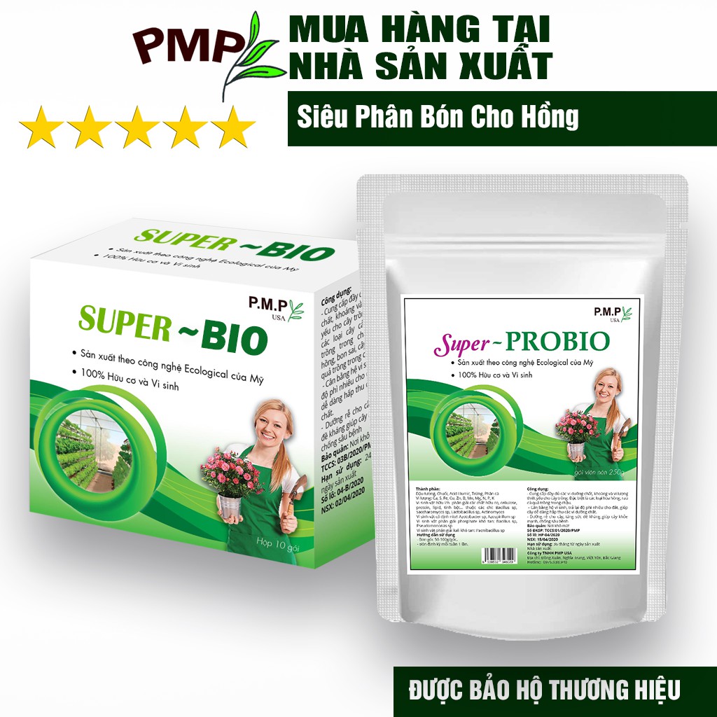 Combo Siêu Phân Hữu Cơ Super Bio & Super Probio 150g Cho Hoa Hồng, Rau Sạch, Cây Cảnh