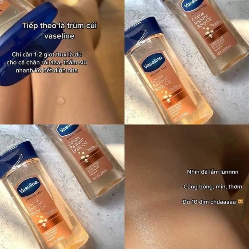 Dầu Dưỡng Da Vaseline Intensive Care Gel Cocoa Radiant Oil 200ml
