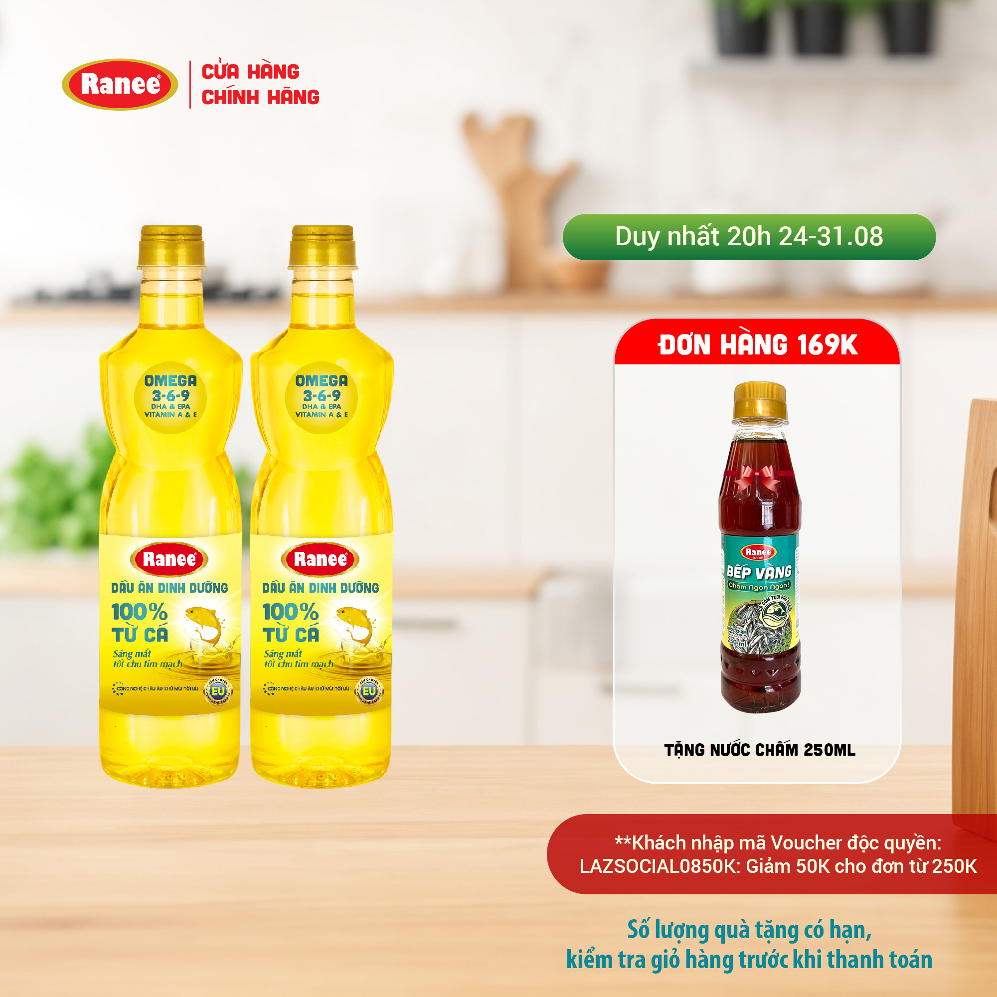 Combo 2 chai dầu ăn dinh dưỡng Ranee 950ml