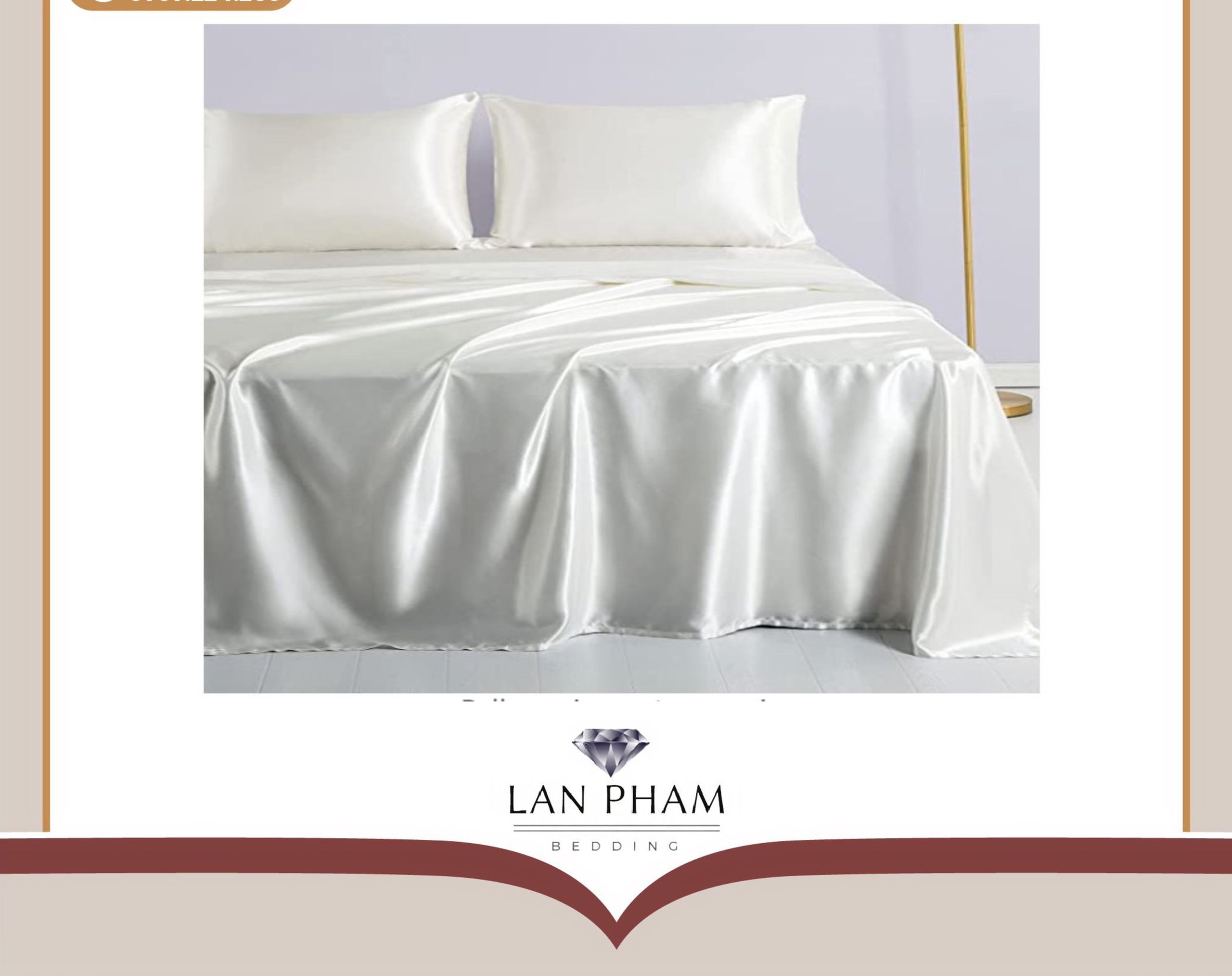 Bộ 5 món chăn ga gối phi lụa màu trắng lan pham bedding hàng loại 1 mát mịn
